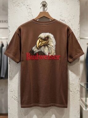 Urban Outfitters Budweiser Eagle Distressed Unisex Beer Graphic Tee Brown Small